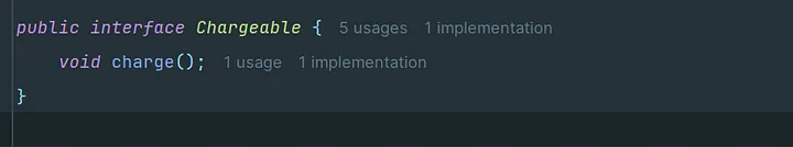 Chargeable Interface with method charge