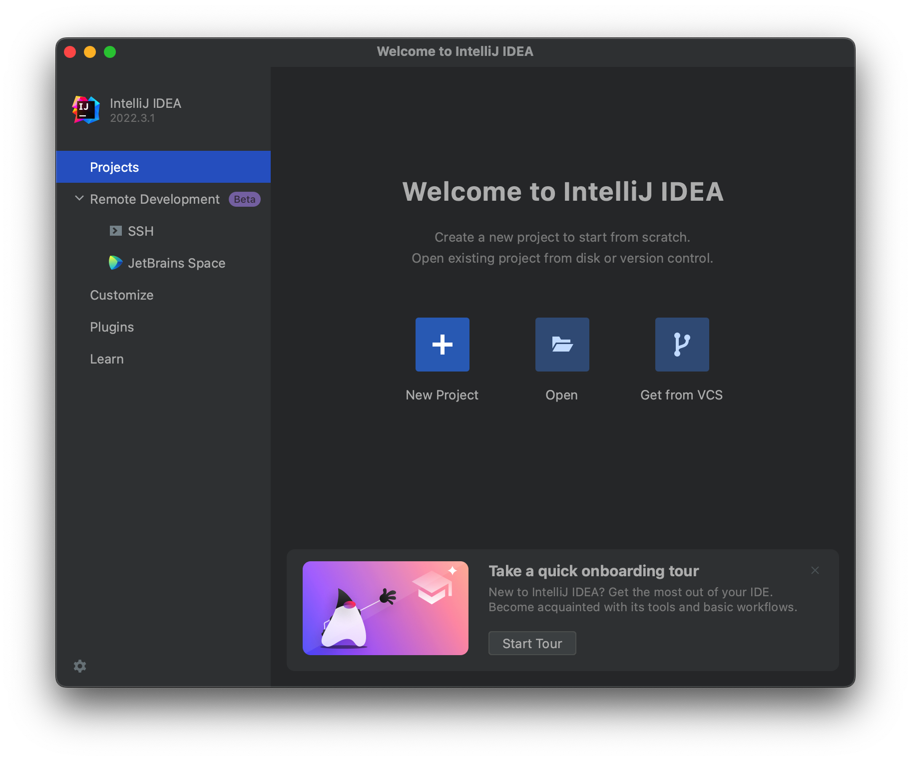 IntelliJ IDEA欢迎窗口