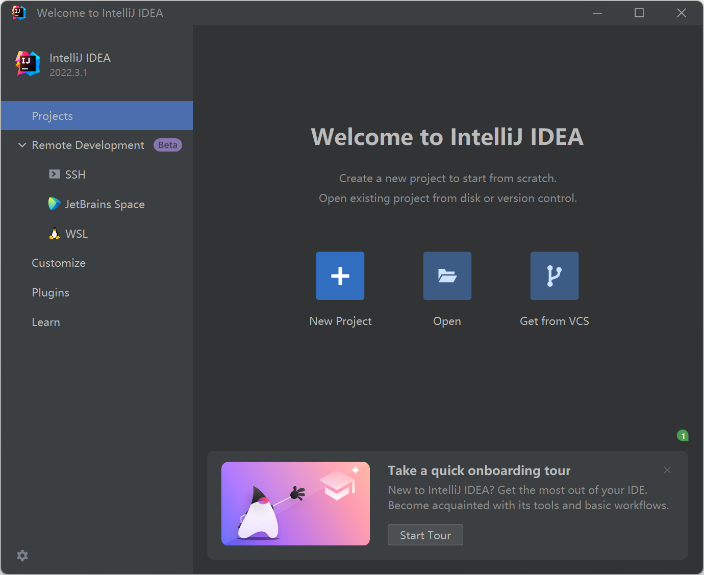 IntelliJ IDEA的欢迎窗口