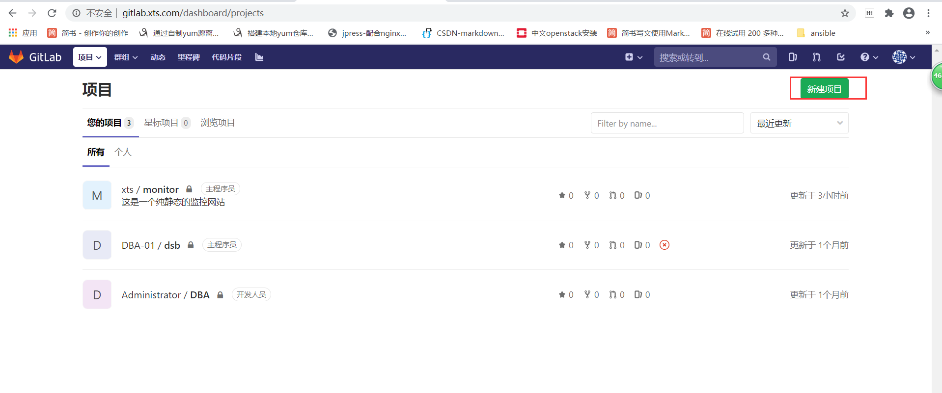 gitlab新建项目