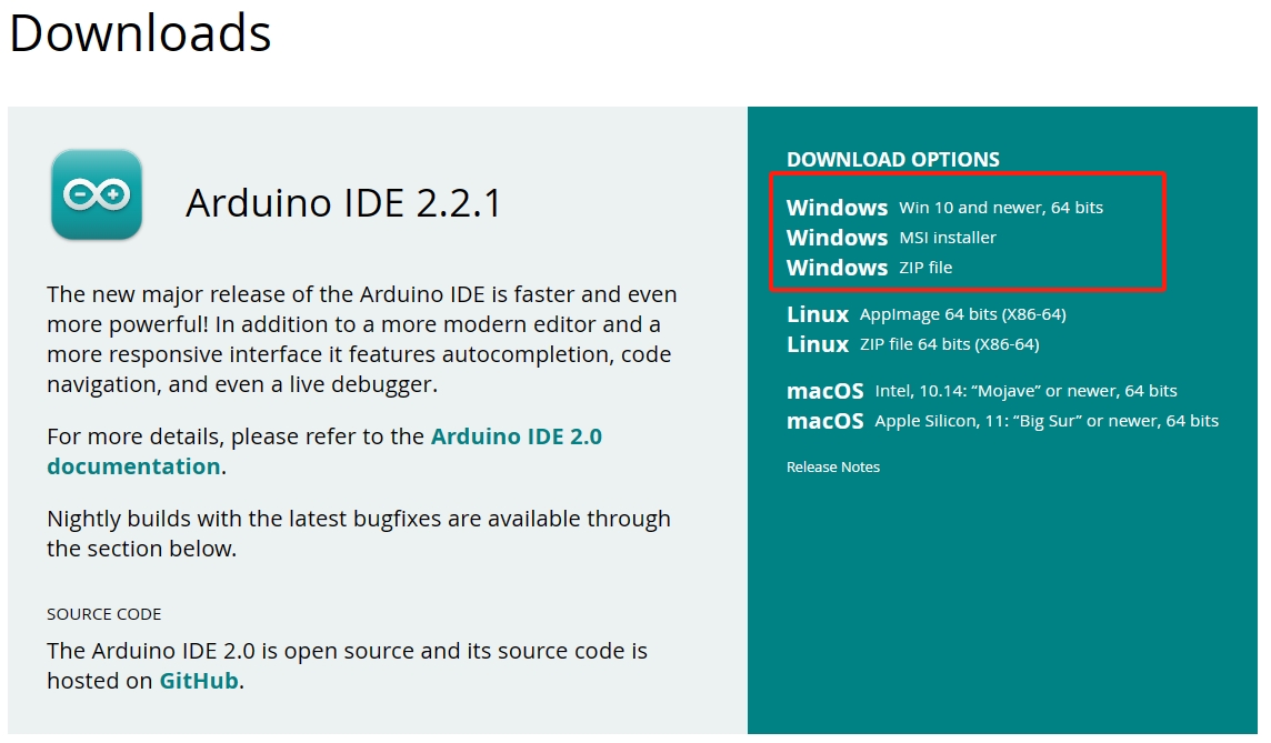 Arduino官网下载