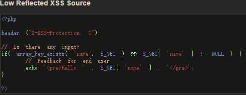 Low Reflected XSS Source  there  any  nput? 