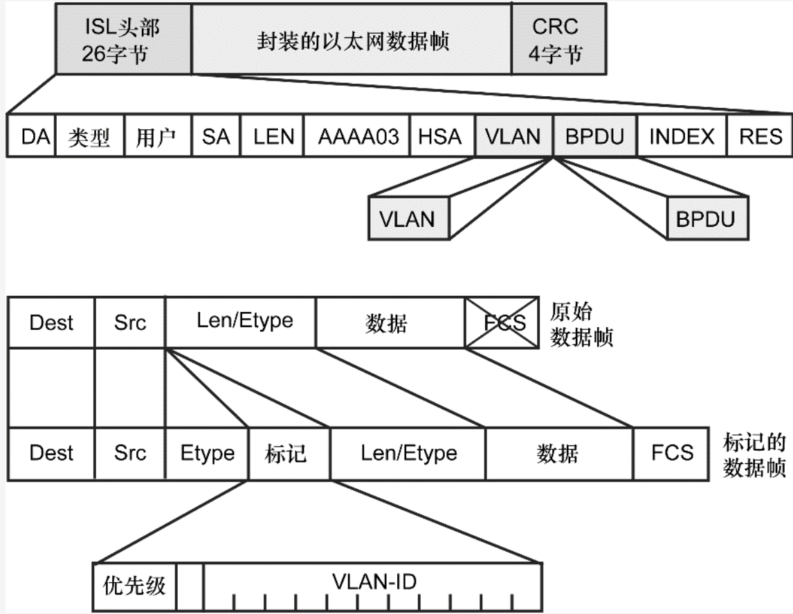 ISL 和 802.1Q 帧格式