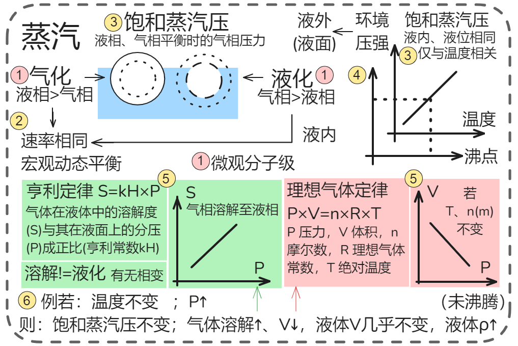 饱和蒸汽压 沸点 压力 气相 液相 气化 液化 亨利定律 理想气体定律