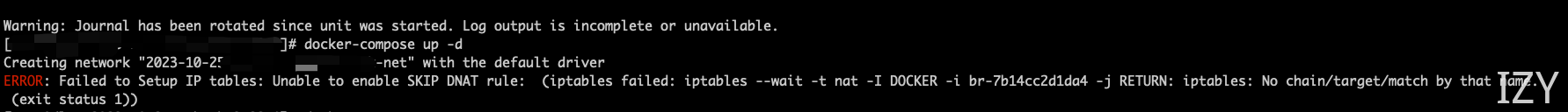 ERROR: Failed to Setup IP tables: Unable to enable SKIP DNAT rule