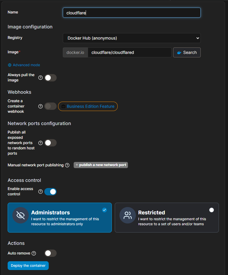 cloudflare tunnels container