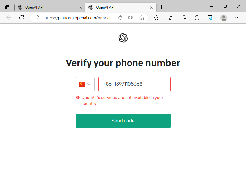 openAI验证手机号码