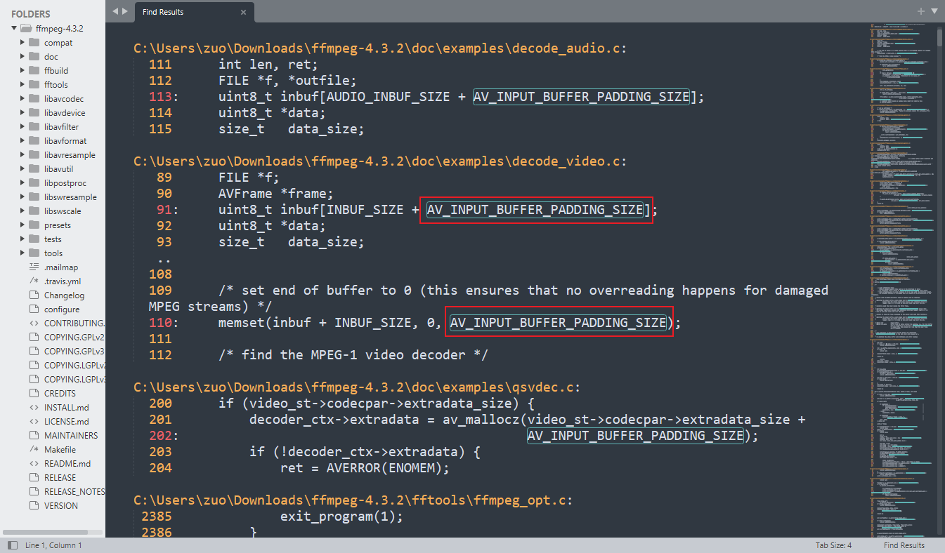 FFmpeg 源码中全局搜索 AV_INPUT_BUFFER_PADDING_SIZE