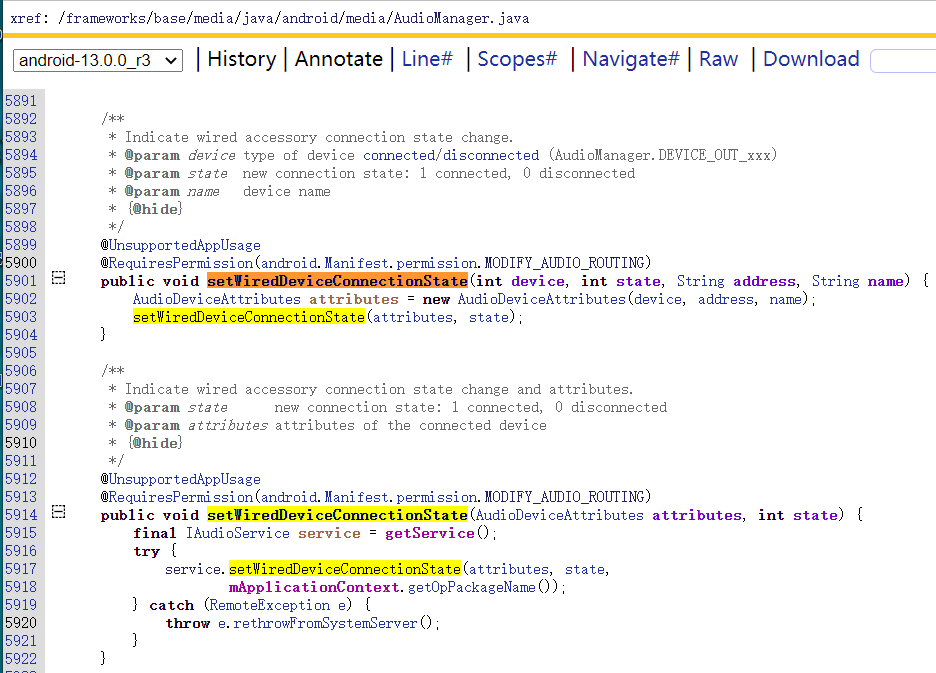 setWiredDeviceConnectionState