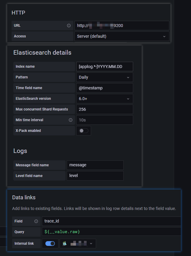 ES Data source settings