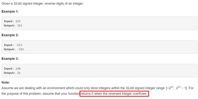 [LeetCode]7. Reverse Integer (easy)_取值范围