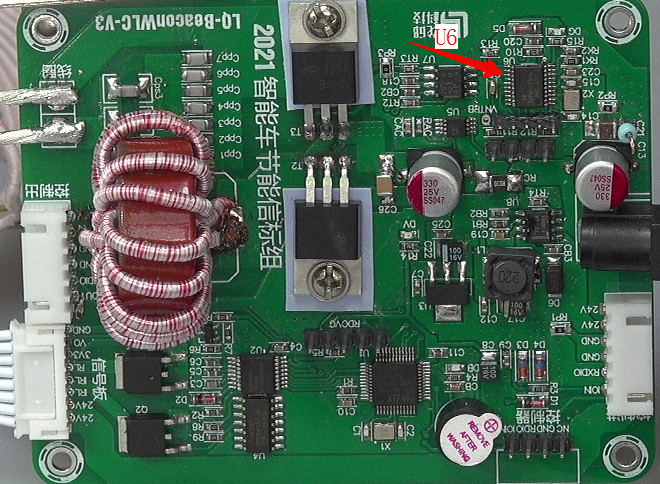 ▲ 信标控制板上的U6单片机控制无限输出功率