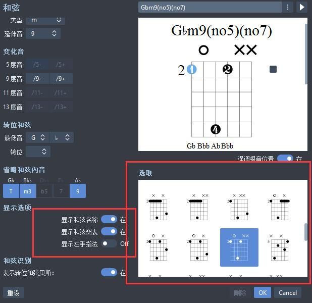 显示选项区域