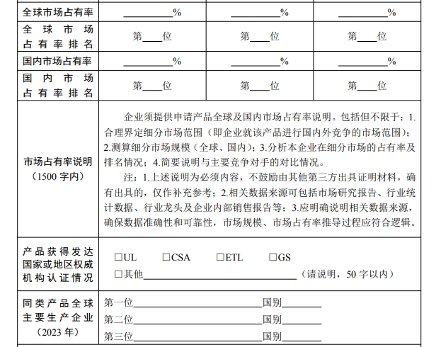 单项冠军企业“市场占有率” 要点