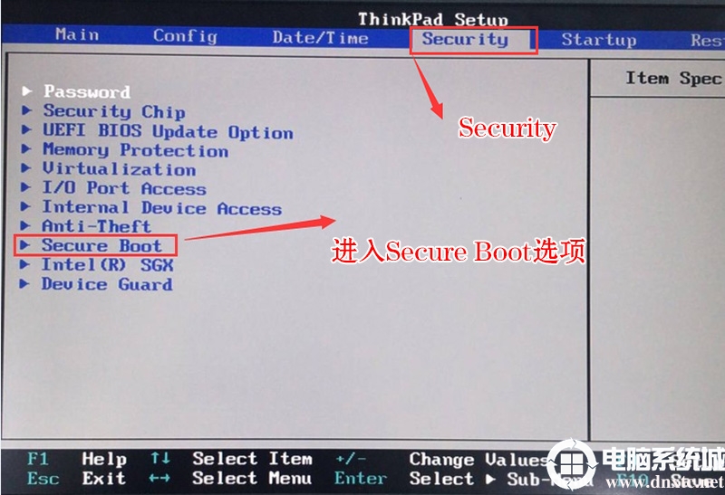 进入Secure Boot选项关闭安全启动